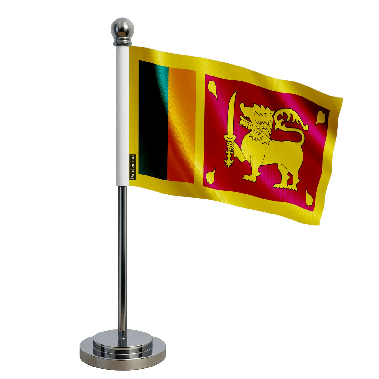 Drapeau bureau sri lanka polyester socle acier inoxydable