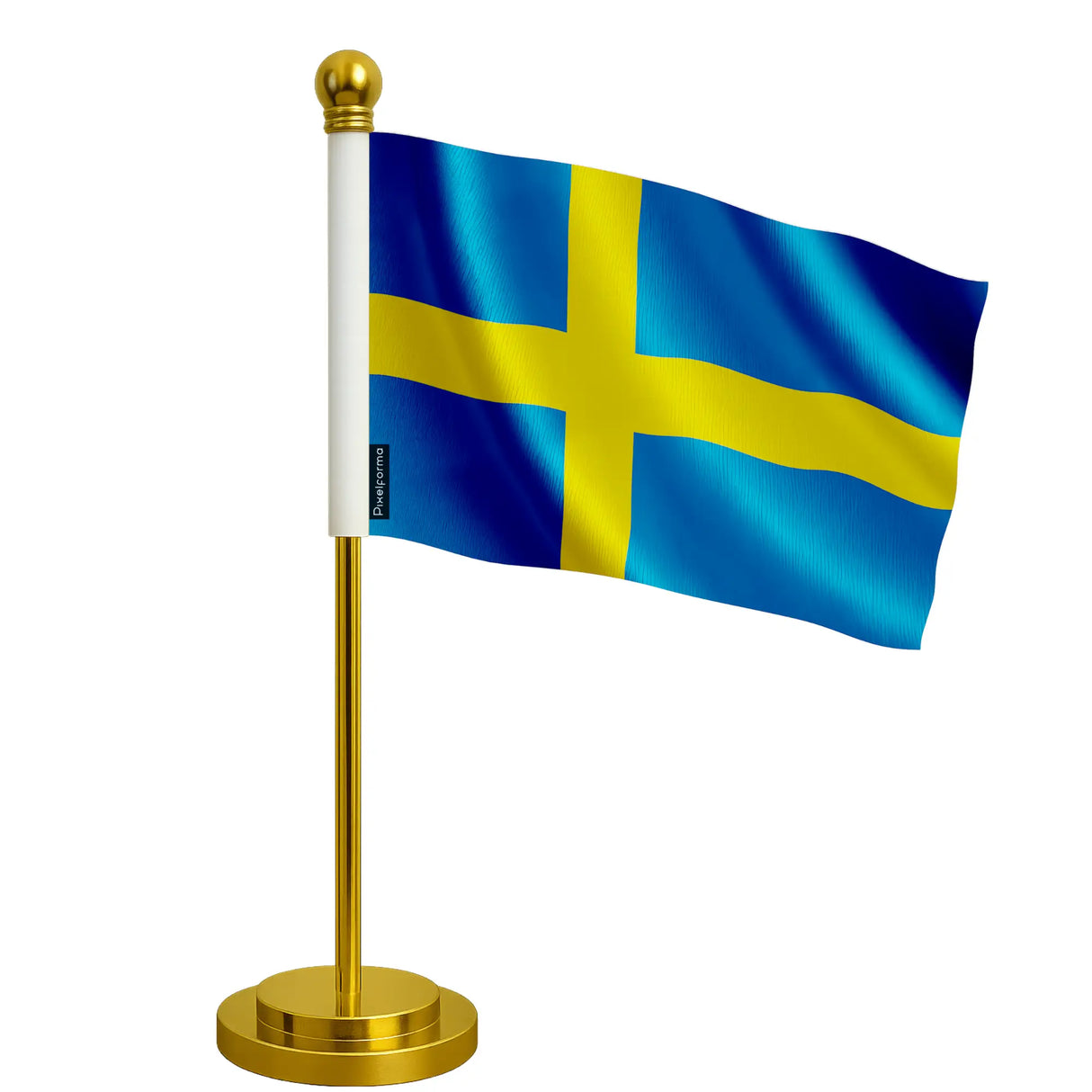 Drapeau bureau suède polyester socle acier inoxydable