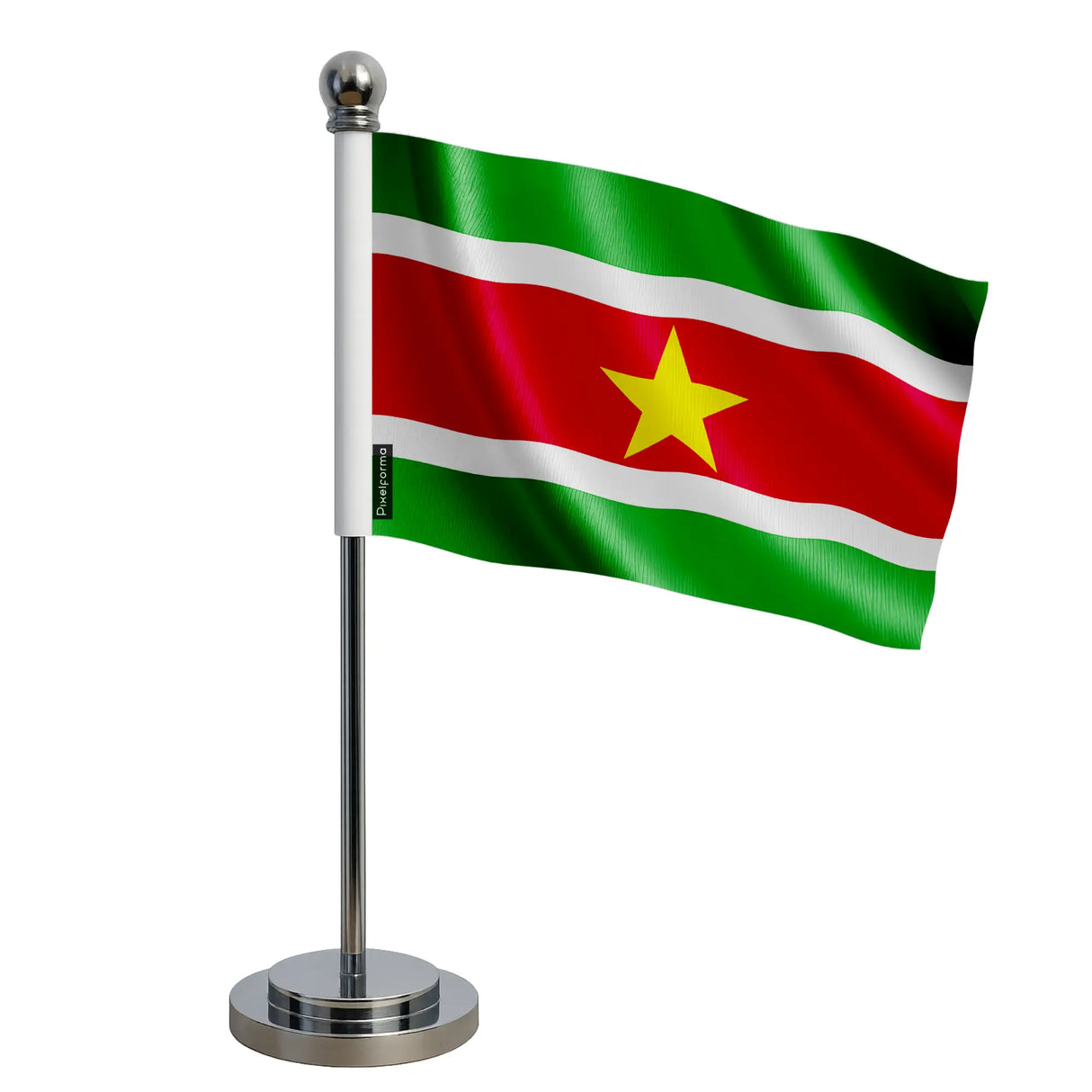 Drapeau bureau suriname polyester socle acier inoxydable