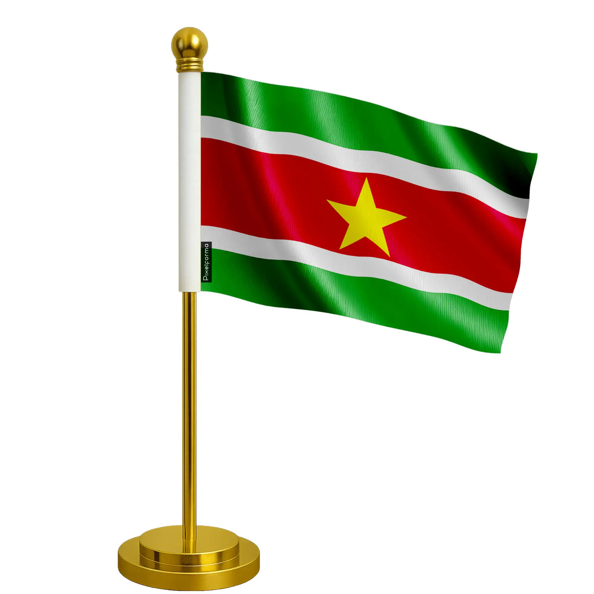 Drapeau bureau suriname polyester socle acier inoxydable