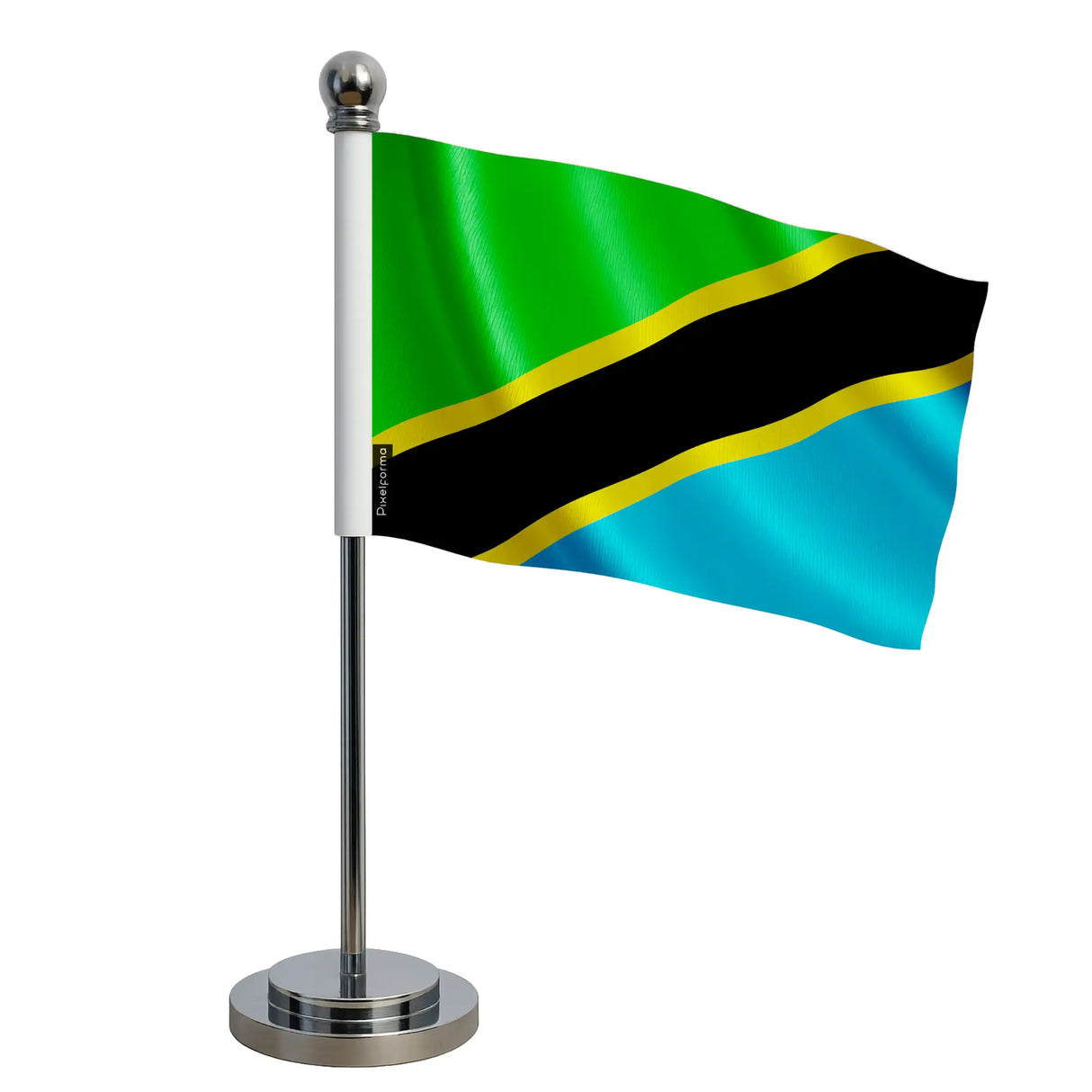 Drapeau bureau tanzanie polyester socle acier inoxydable