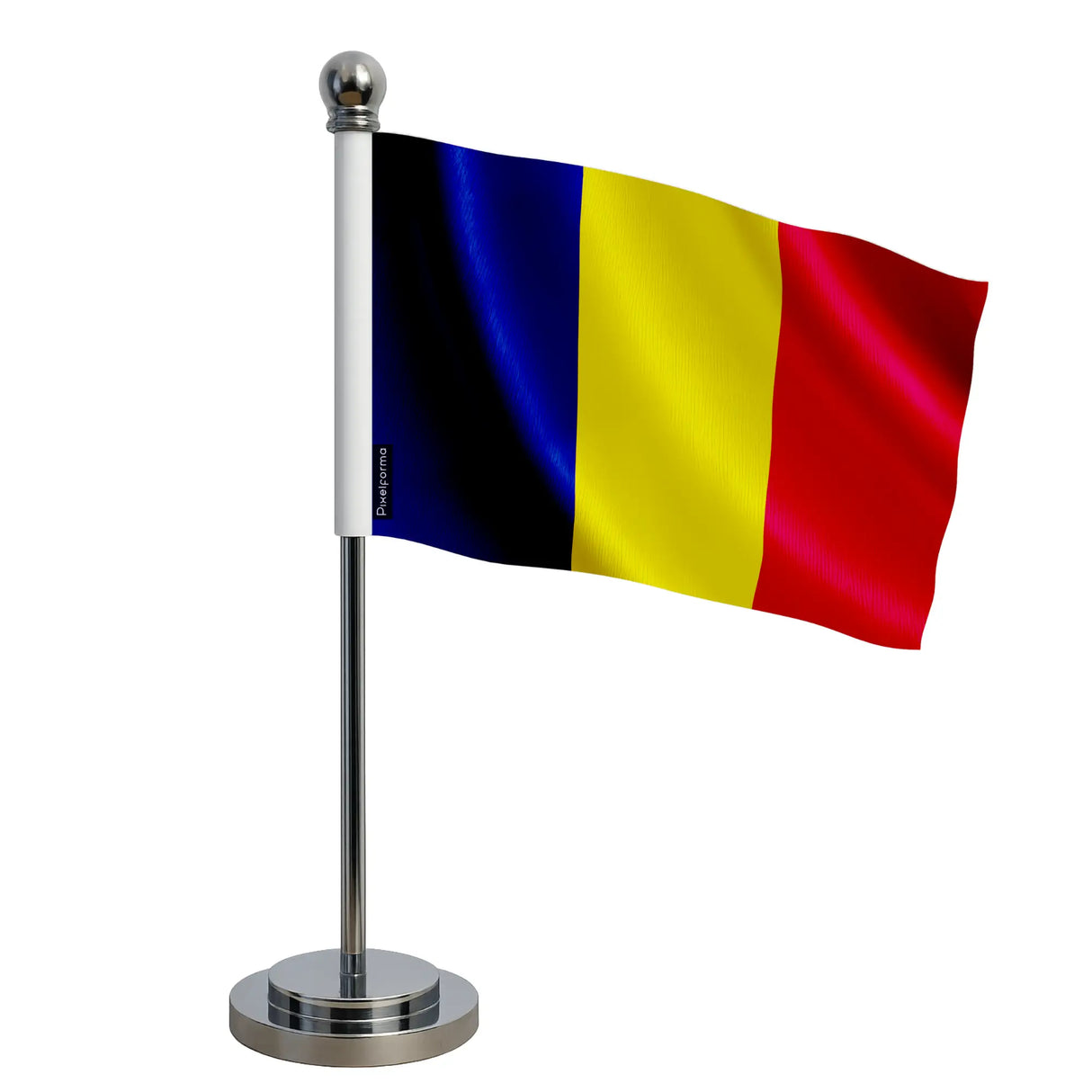 Drapeau bureau tchad polyester socle acier inoxydable