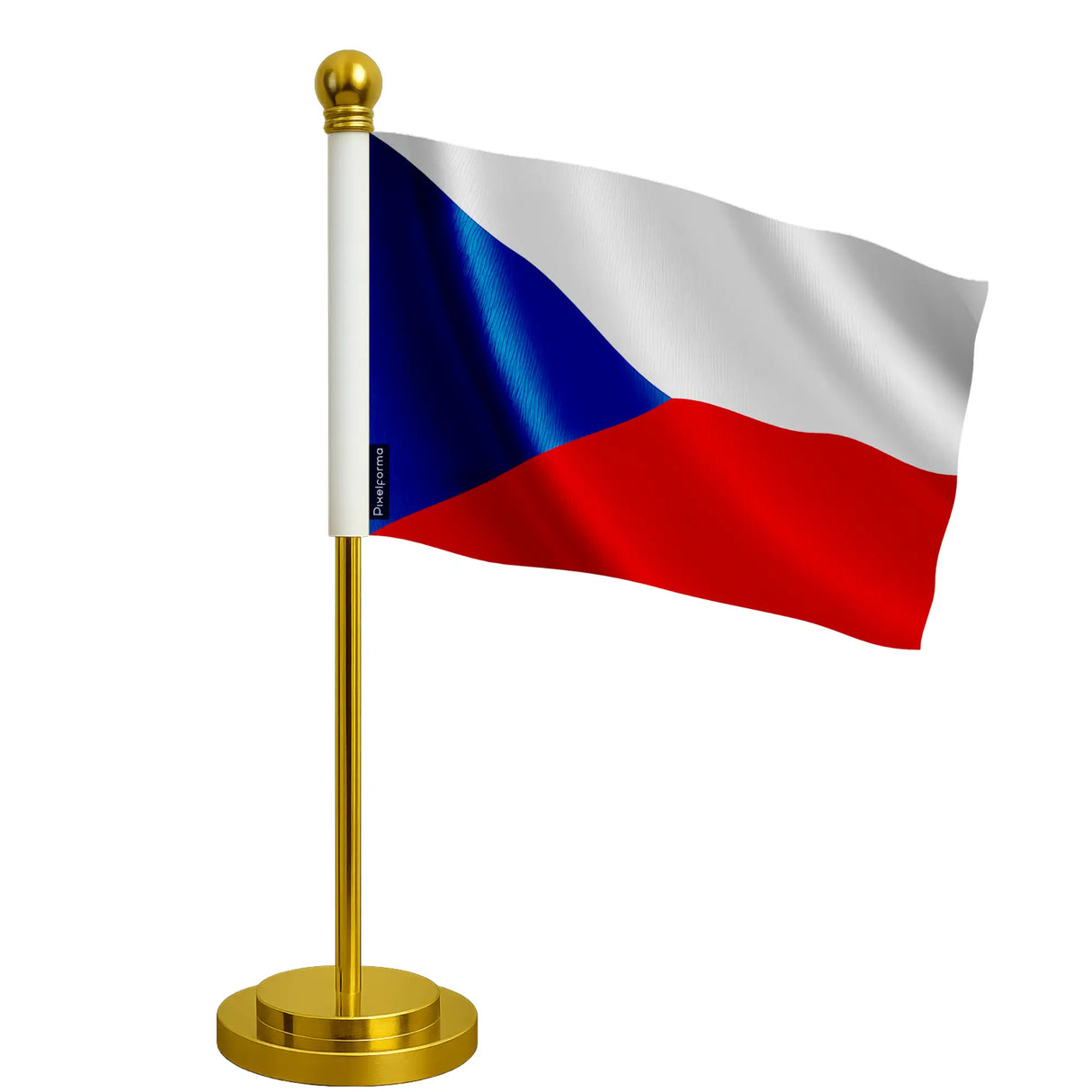 Drapeau bureau tchéquie polyester avec socle acier inoxydable