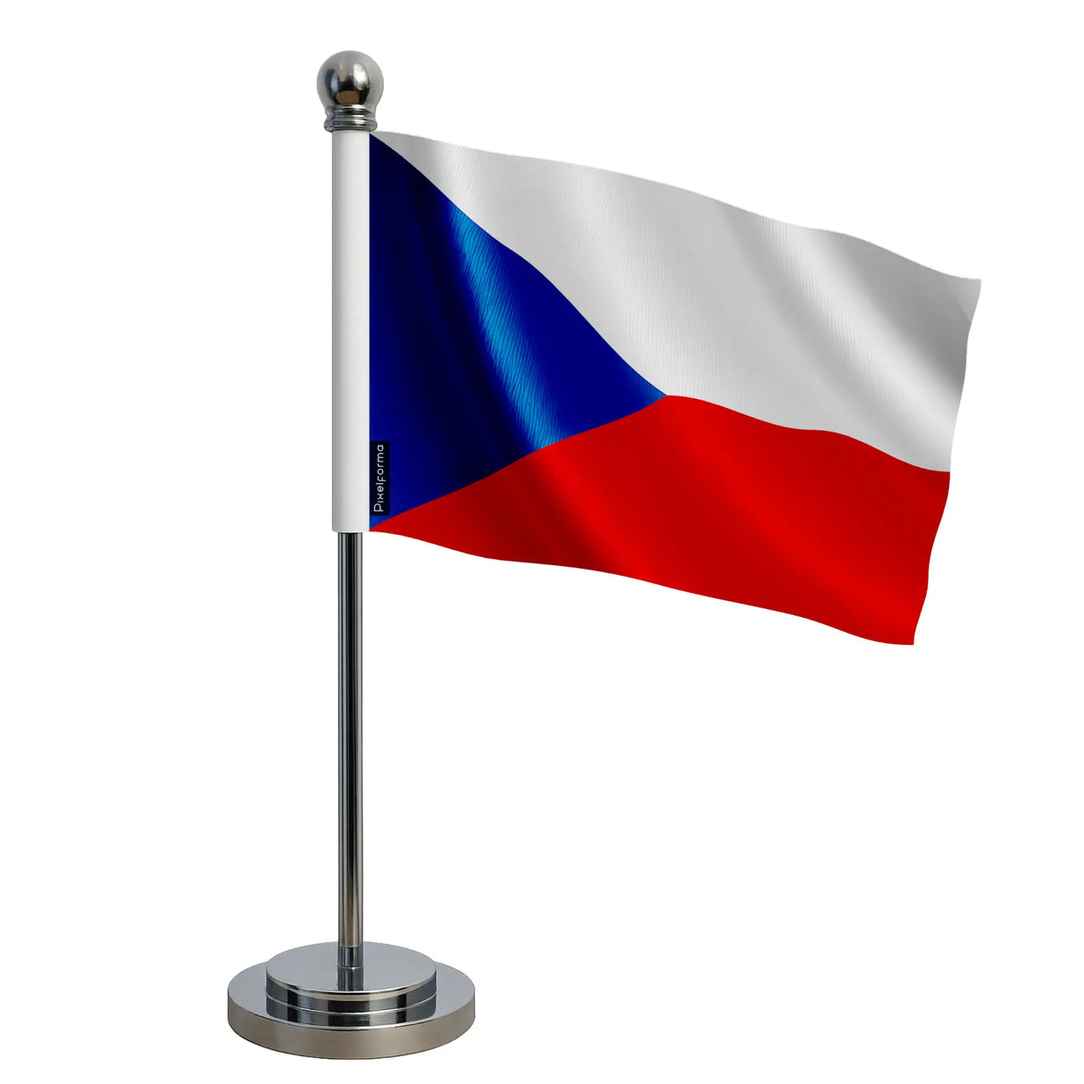Drapeau bureau tchéquie polyester socle acier inoxydable