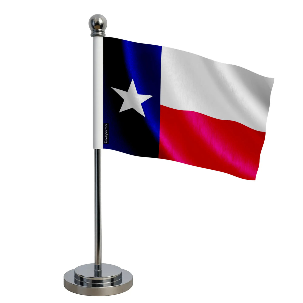 Drapeau bureau texas polyester avec socle acier inoxydable