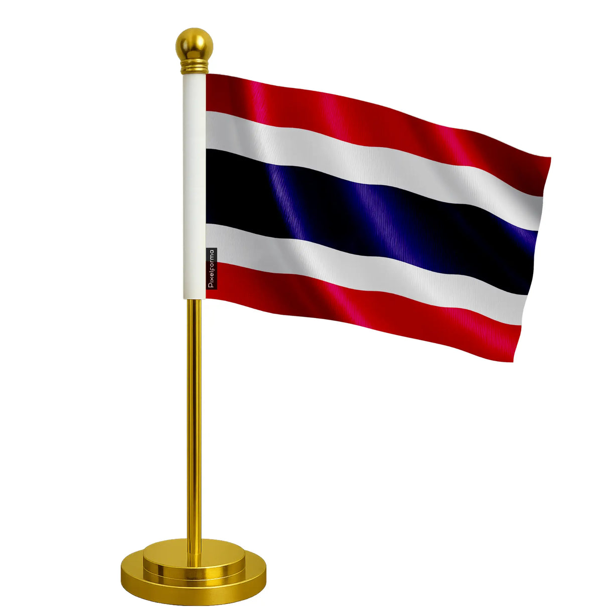 Drapeau bureau thaïlande polyester socle acier inoxydable
