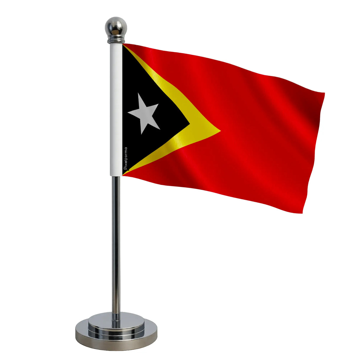 Drapeau bureau timor oriental polyester socle acier inoxydable