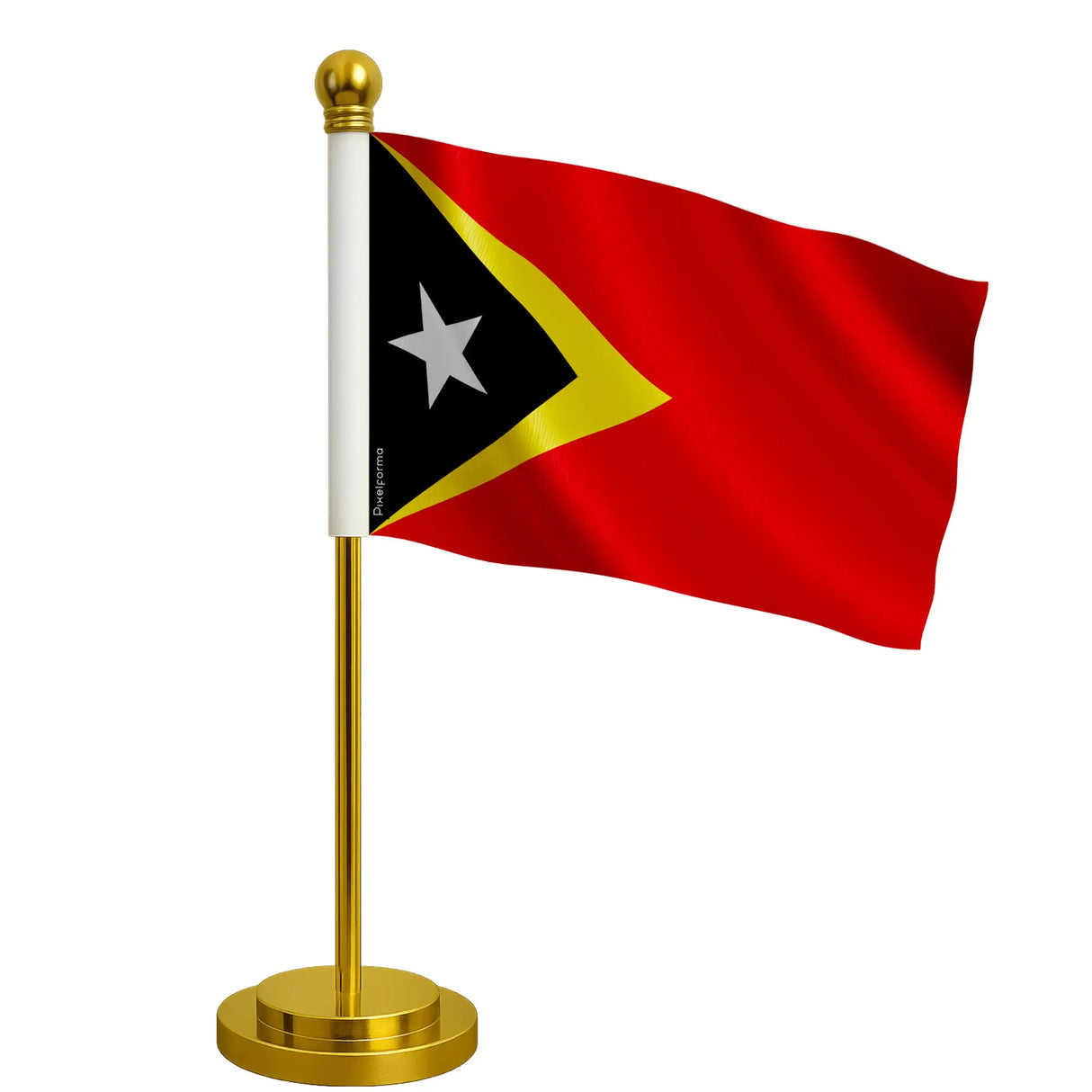 Drapeau bureau timor oriental polyester socle acier inoxydable