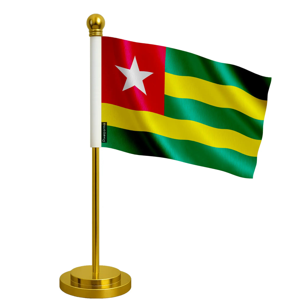Drapeau bureau togo polyester socle acier inoxydable