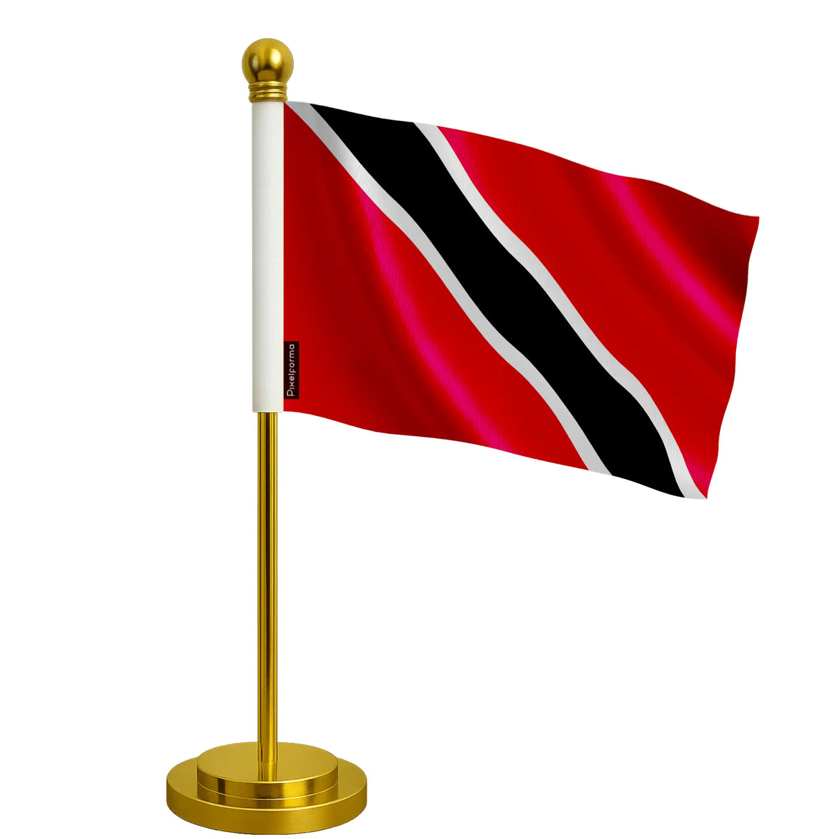 Drapeau bureau trinité-et-tobago polyester socle acier inoxydable