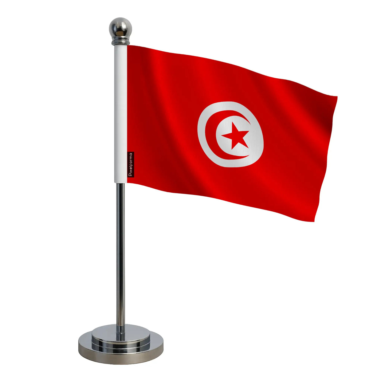 Drapeau bureau tunisie polyester socle acier inoxydable