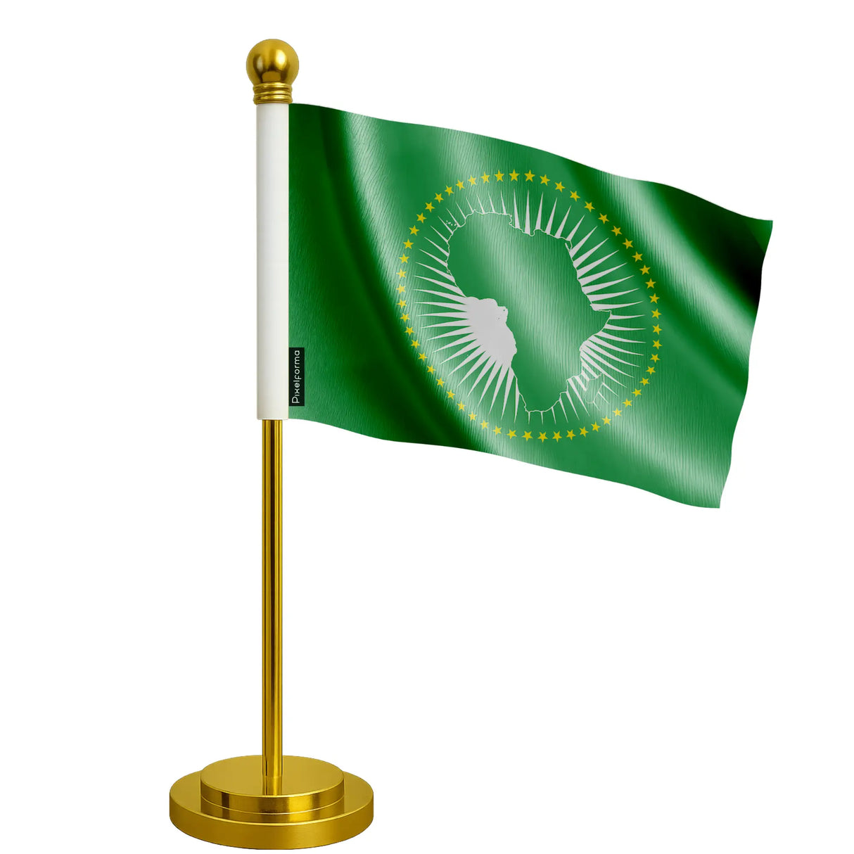 Drapeau bureau union africaine polyester socle acier inoxydable