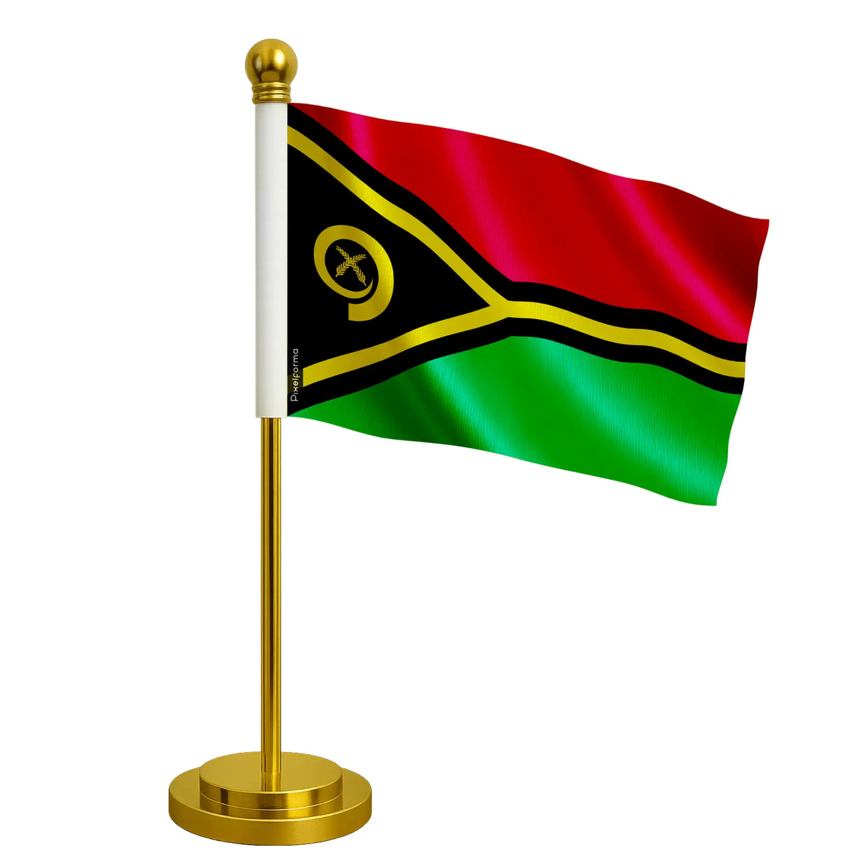 Drapeau bureau vanuatu polyester avec socle acier inoxydable