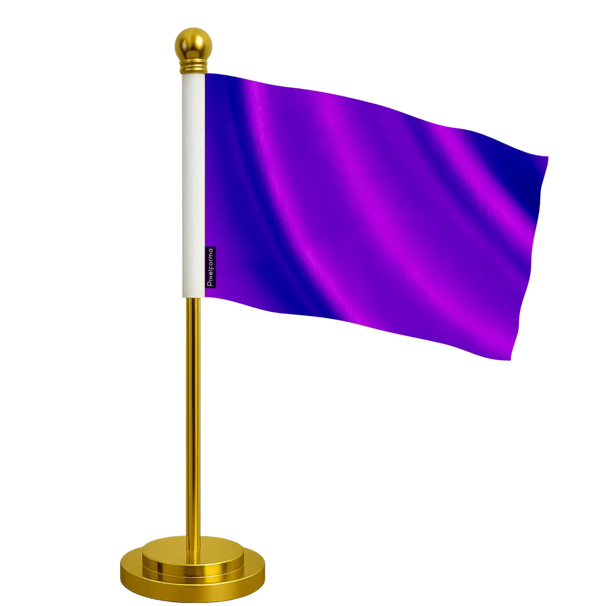 Drapeau bureau violet foncé polyester et socle inoxydable