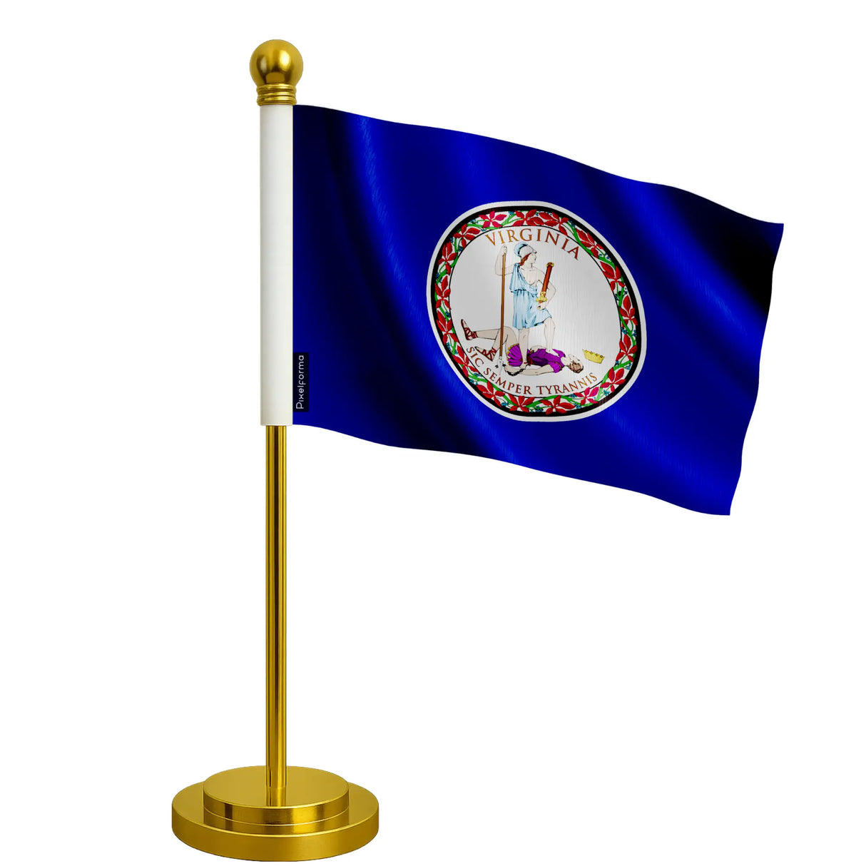 Drapeau bureau virginie polyester socle acier inoxydable