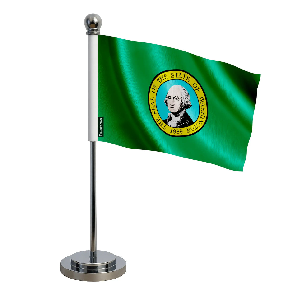 Drapeau bureau washington polyester socle acier inoxydable