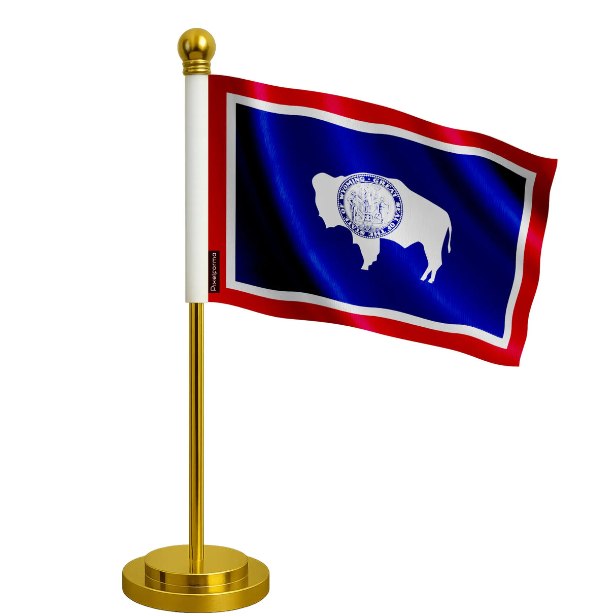 Drapeau bureau wyoming polyester socle acier inoxydable