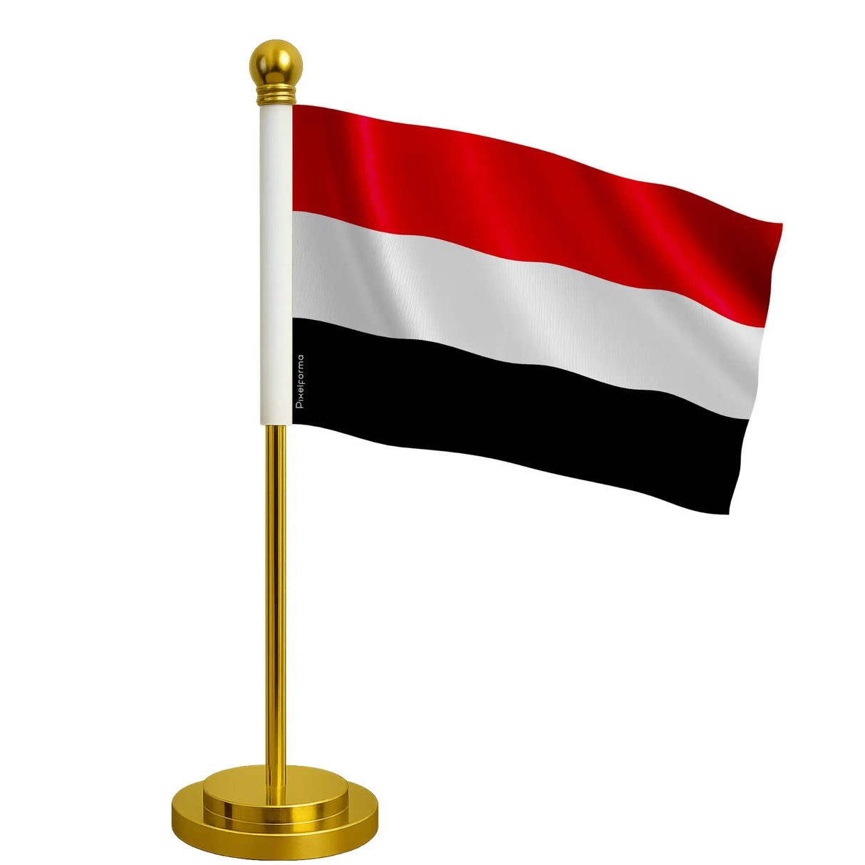 Drapeau bureau yémen polyester socle acier inoxydable