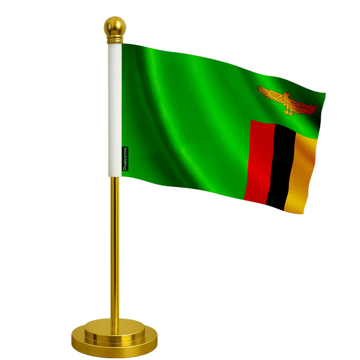 Drapeau bureau zambie polyester avec socle acier inoxydable