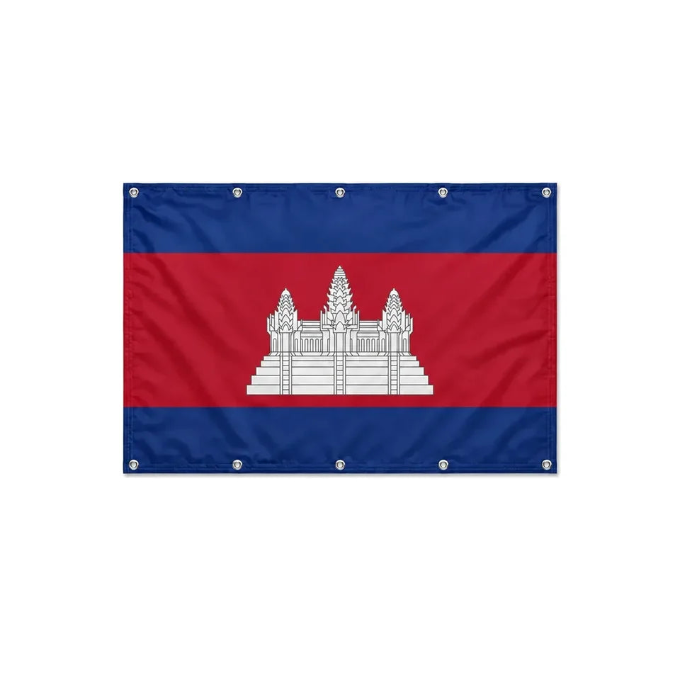 Drapeau du Cambodge format S en polyester avec dix œillets