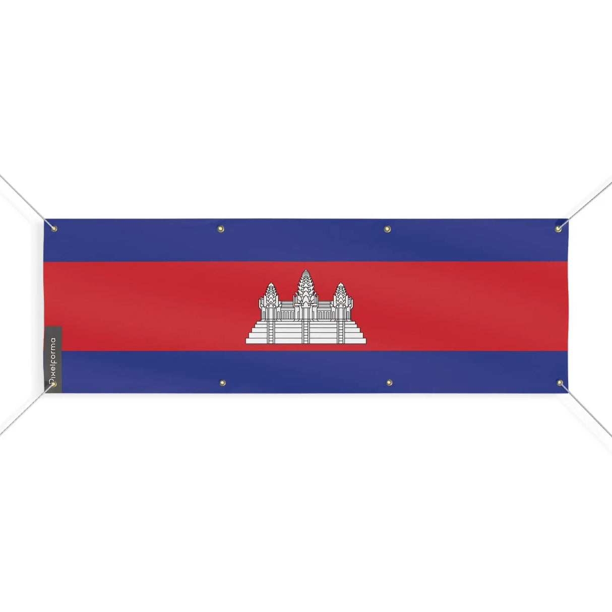 Drapeau cambodge en polyester résistant avec 8 œillets