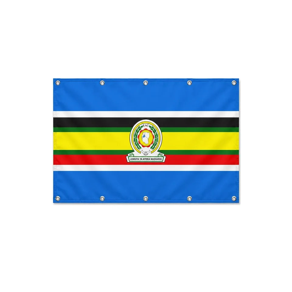 Drapeau de la Communauté d'Afrique de l'Est format S en polyester avec dix œillets