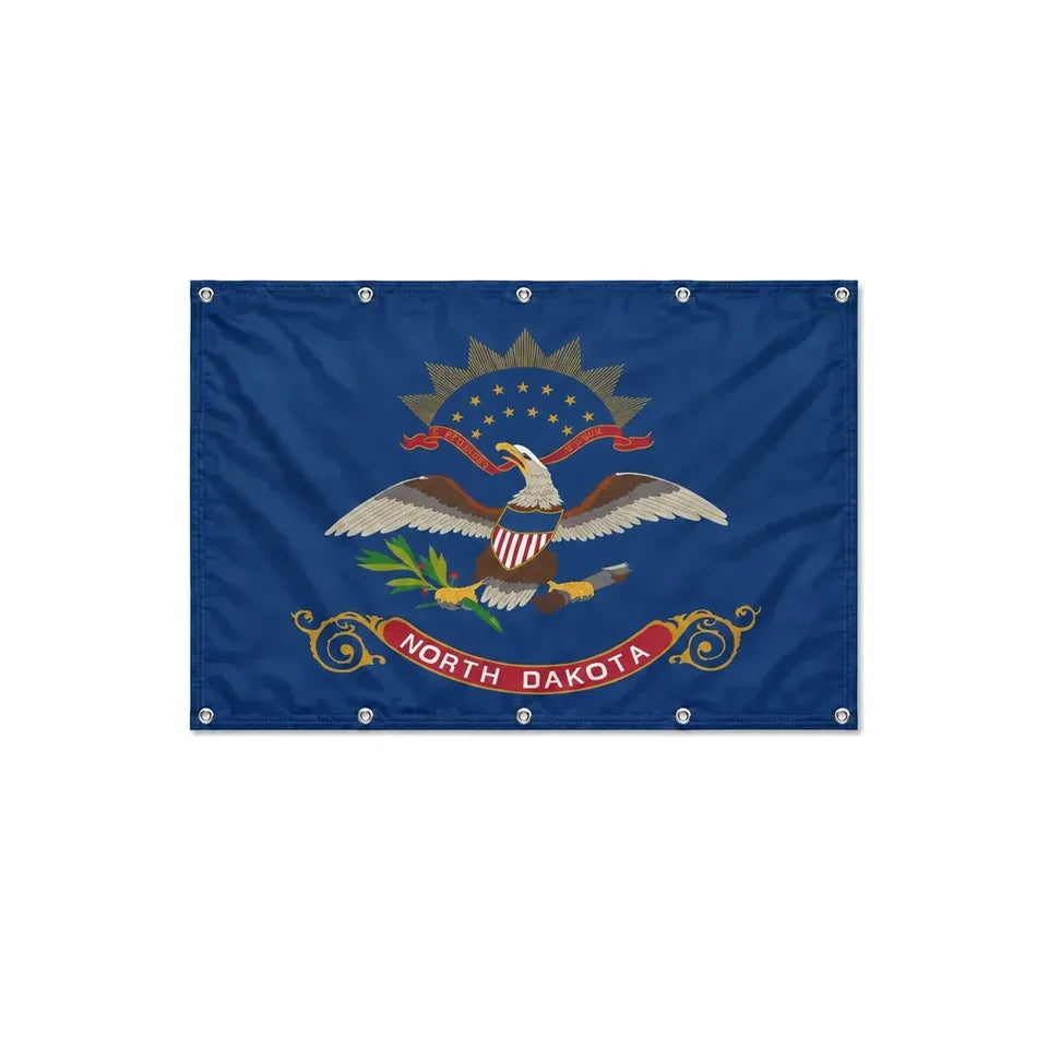 Drapeau du Dakota du Nord format S en polyester avec dix œillets