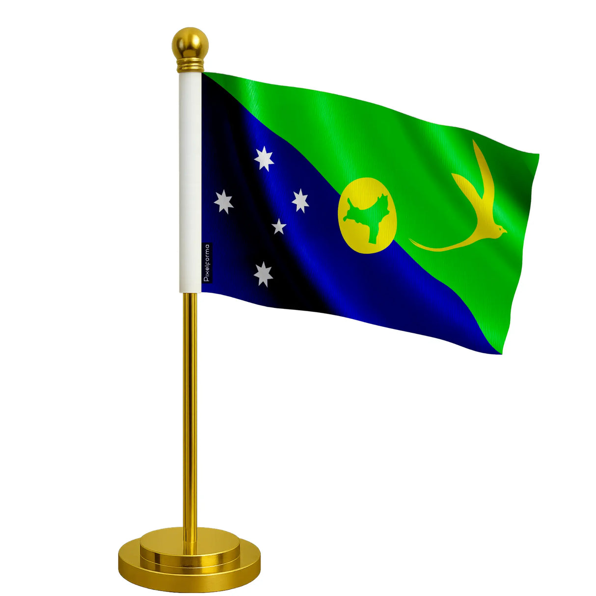 Drapeau de bureau île christmas polyester socle acier inoxydable