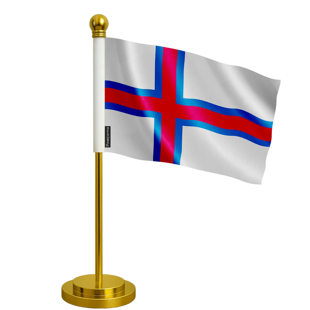 Drapeau de bureau îles féroé polyester socle acier inoxydable