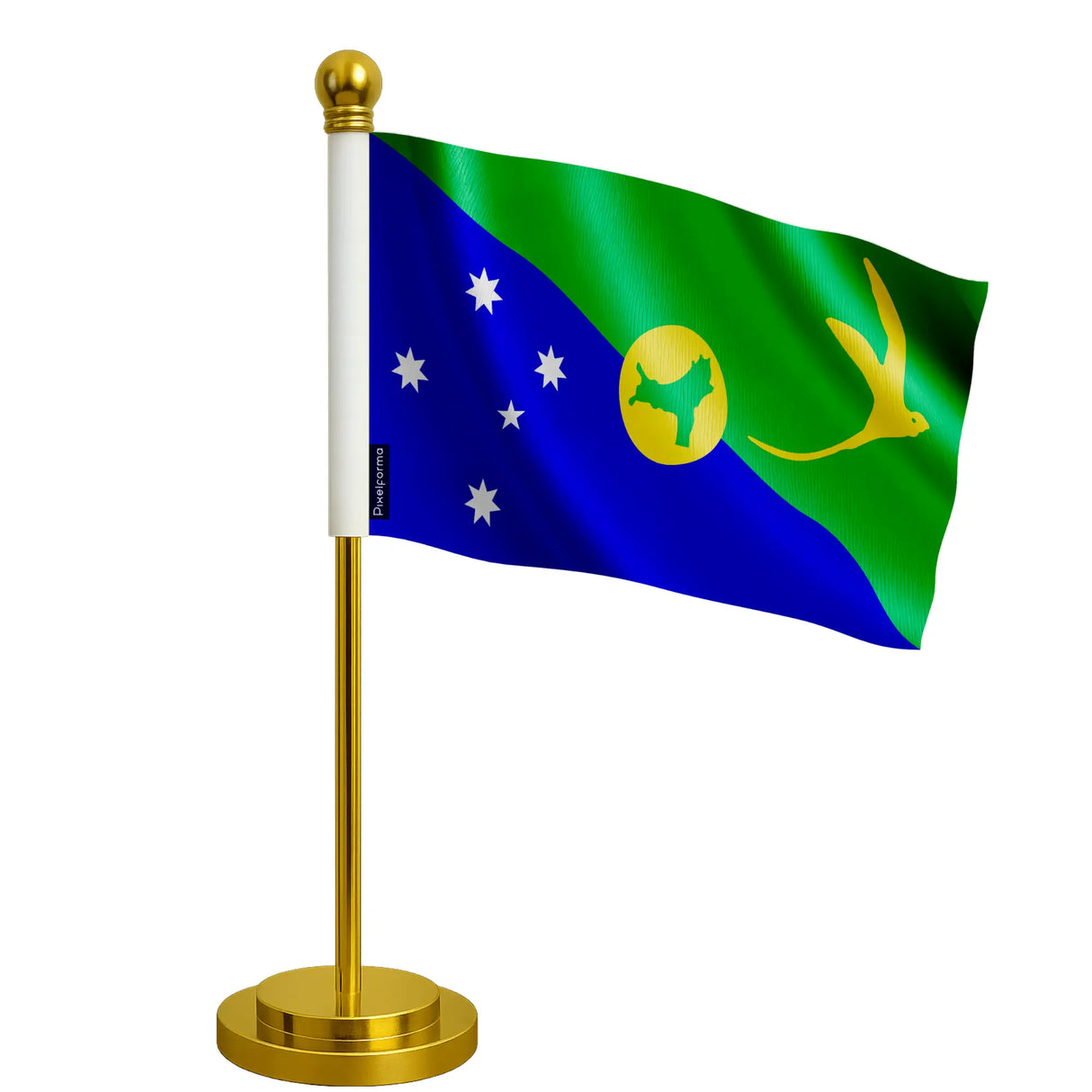 Drapeau de bureau l’île christmas polyester socle acier inoxydable