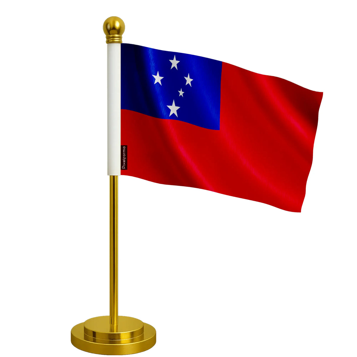 Drapeau de bureau samoa polyester socle acier inoxydable