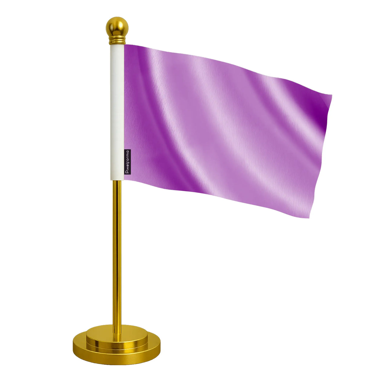 Drapeau de bureau violet clair polyester socle acier inoxydable