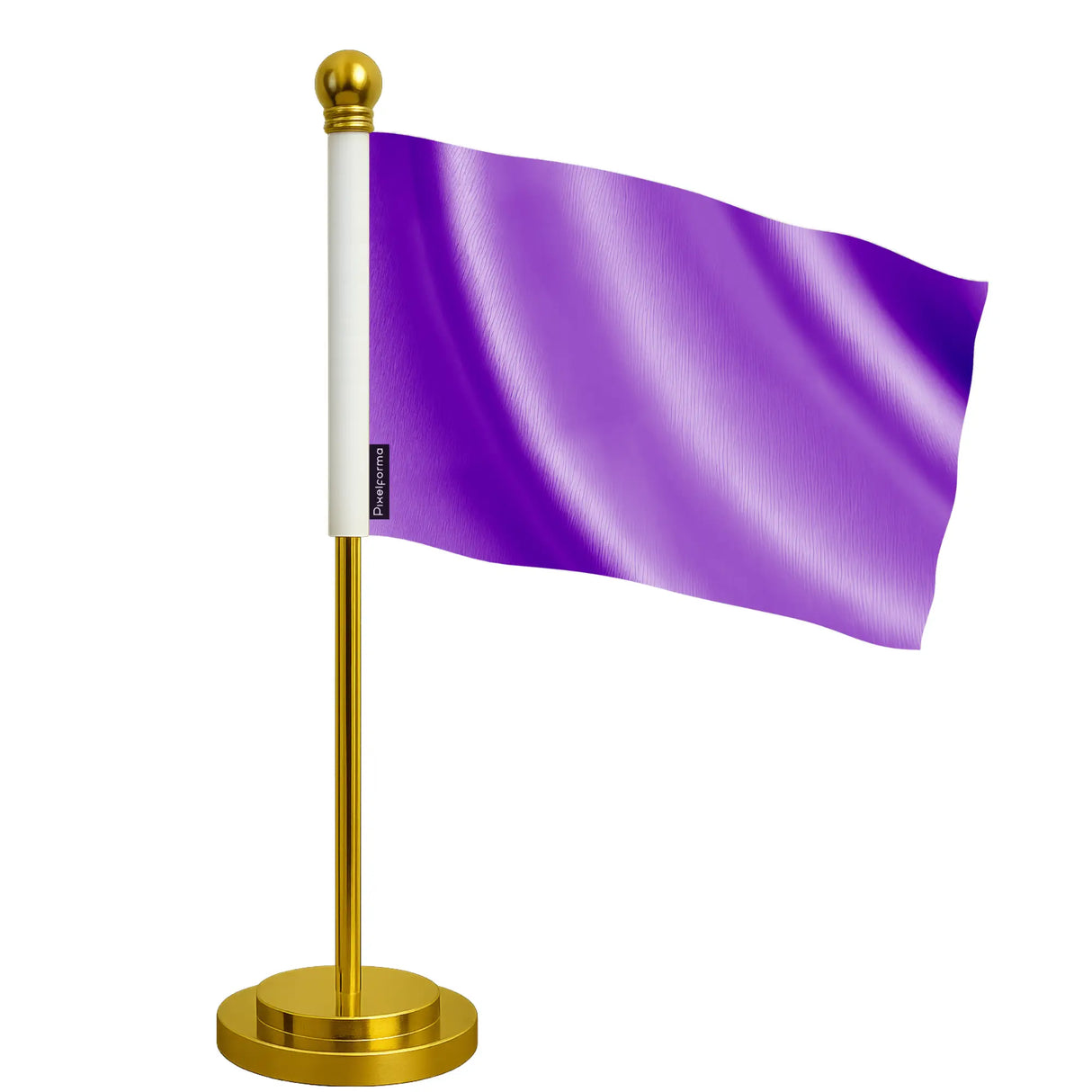 Drapeau de bureau violet polyester socle acier inoxydable
