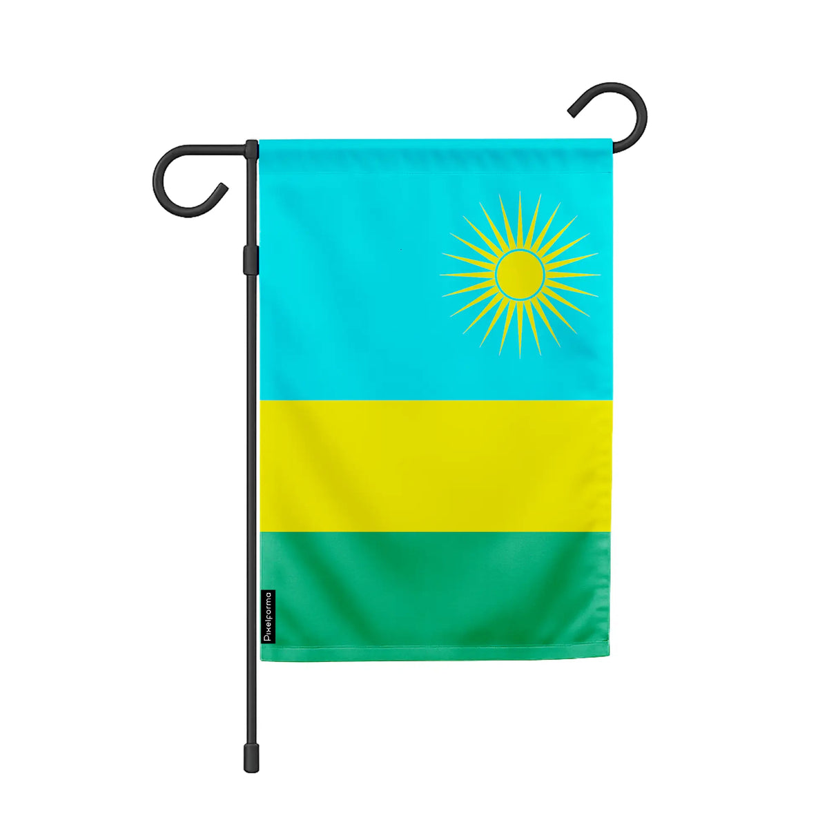 Drapeau de jardin rwanda en polyester couleurs vibrantes