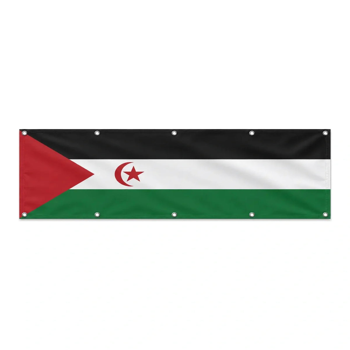 Drapeau de la République arabe sahraouie démocratique grand format XL en polyester avec dix œillets
