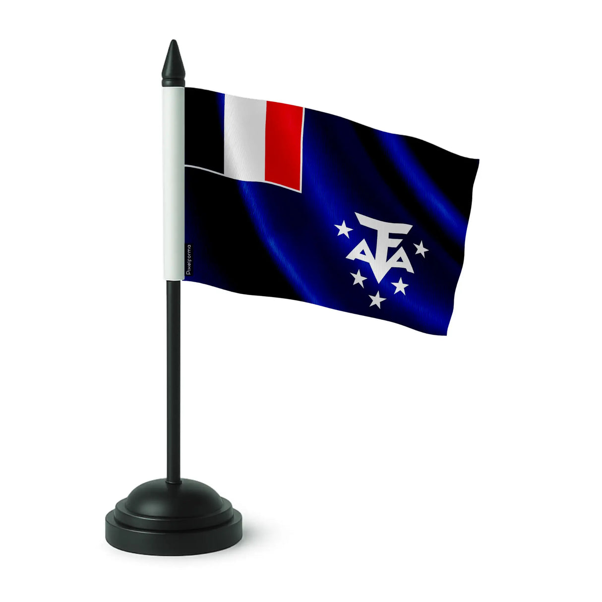 Drapeau de table antarctique française polyester socle noir