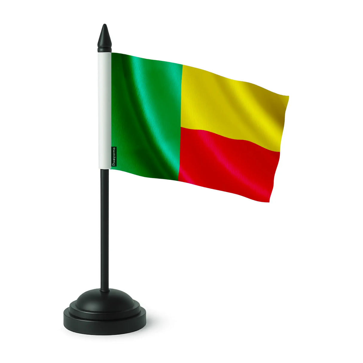 Drapeau de table bénin en polyester avec socle noir