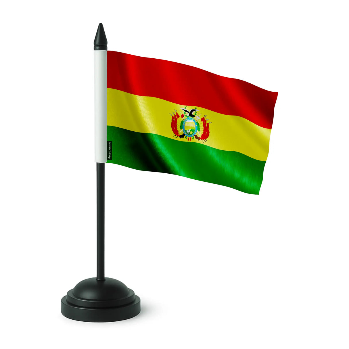Drapeau de table bolivie polyester avec socle plastique noir