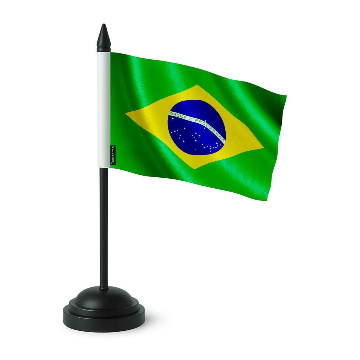 Drapeau de table brésil en polyester avec socle noir
