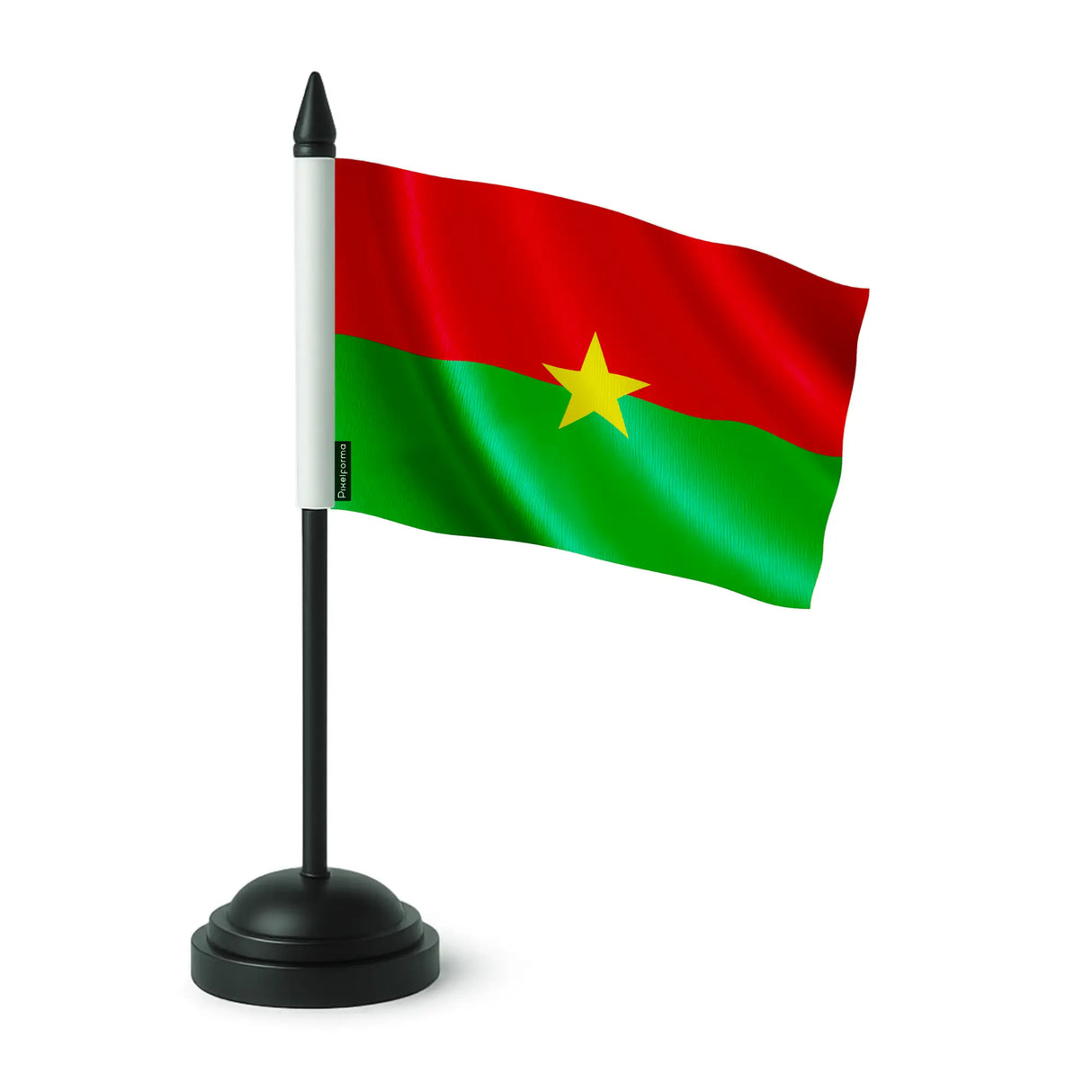 Drapeau de table burkina faso polyester socle plastique noir