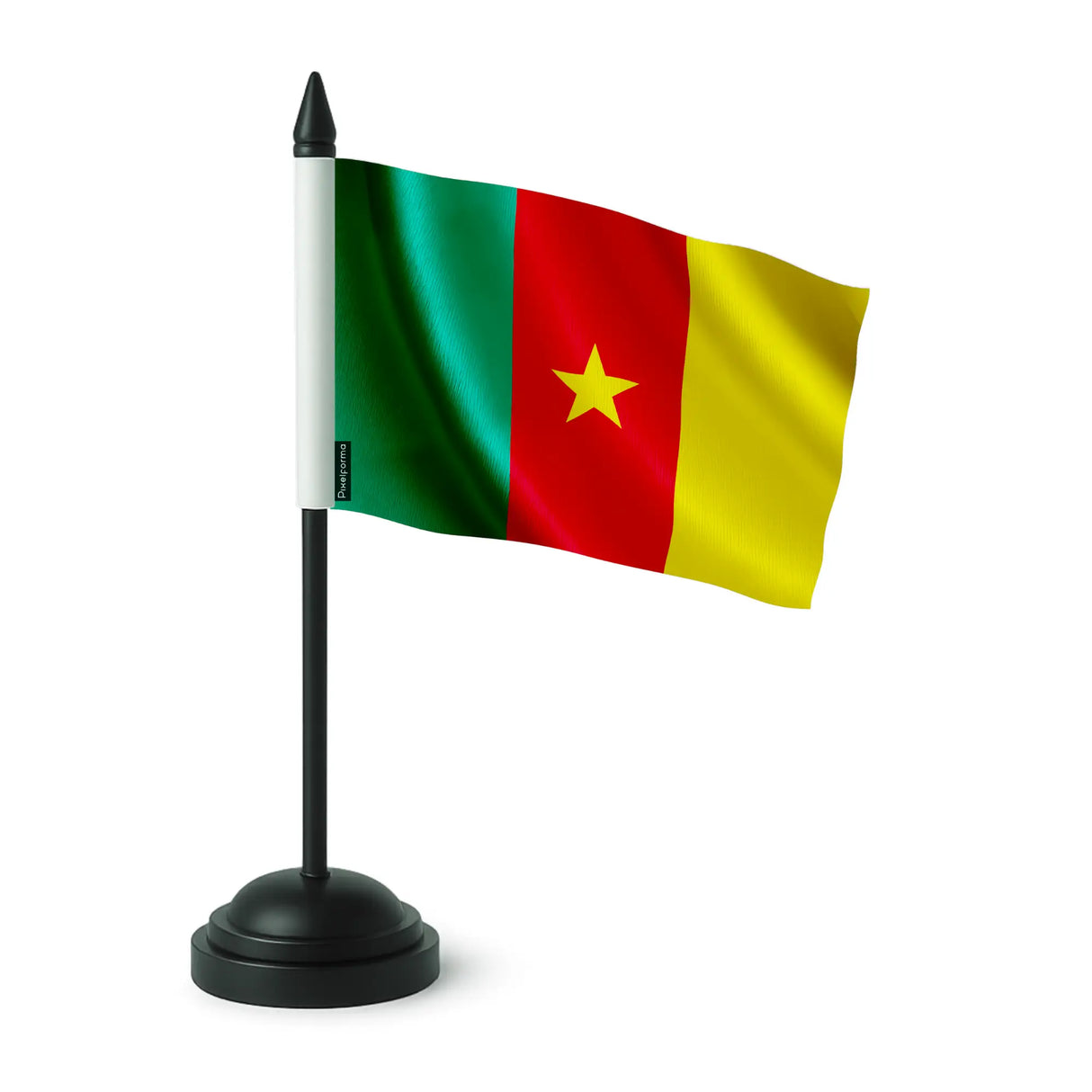 Drapeau de table cameroun polyester socle plastique noir