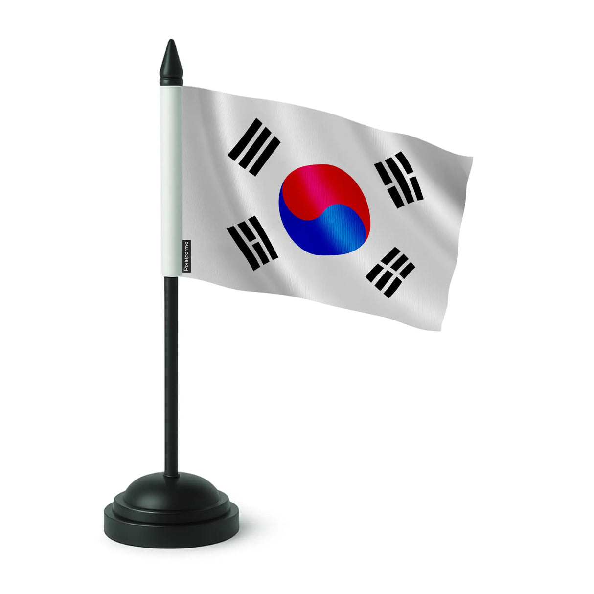 Drapeau de table corée du sud polyester socle plastique noir