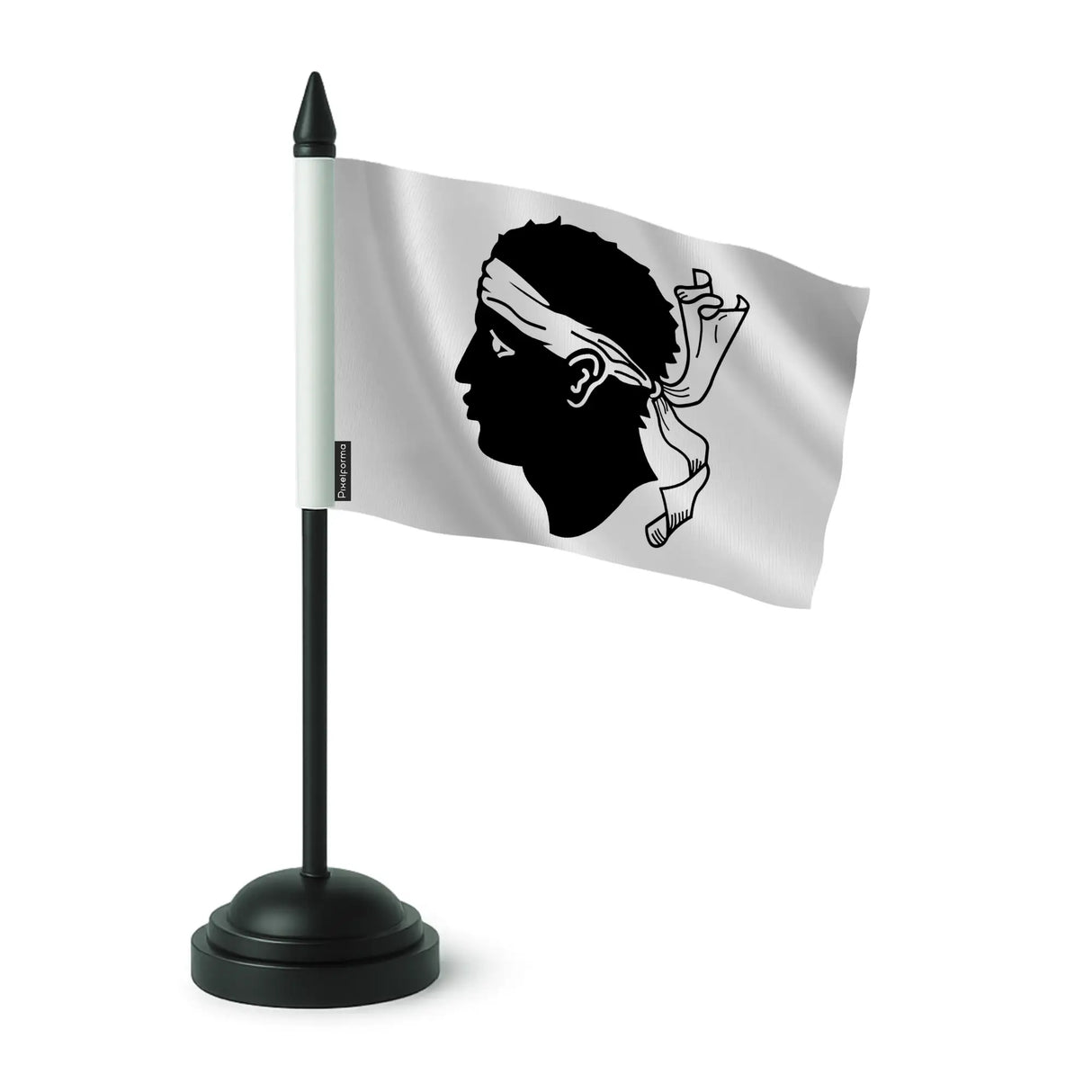 Drapeau de table corse polyester socle plastique noir