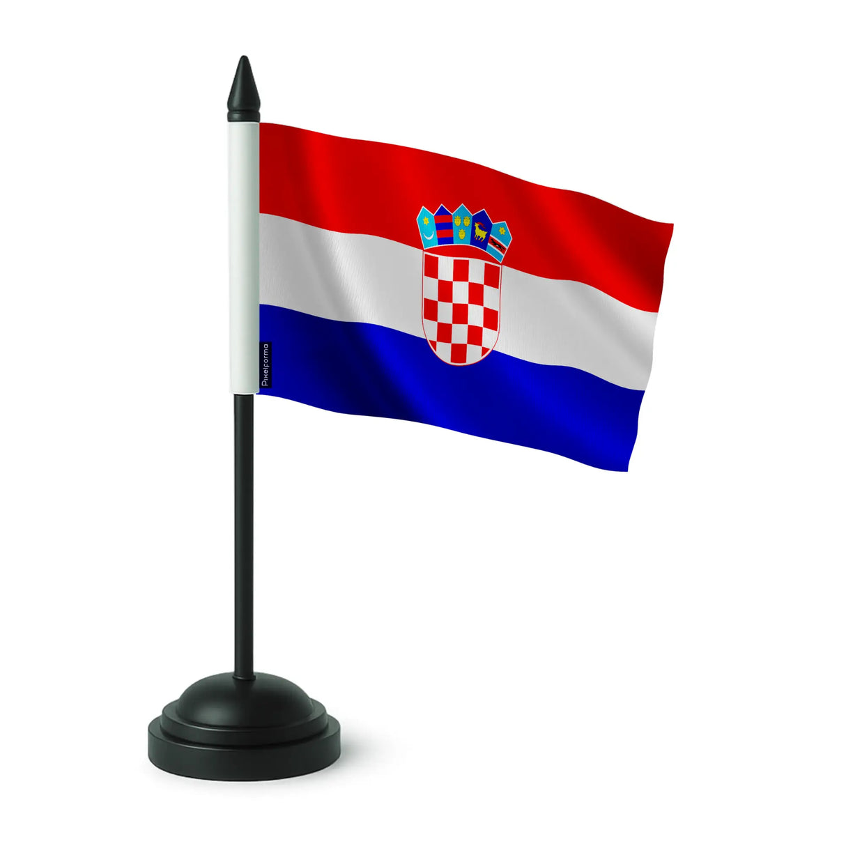 Drapeau de table croatie en polyester socle plastique noir