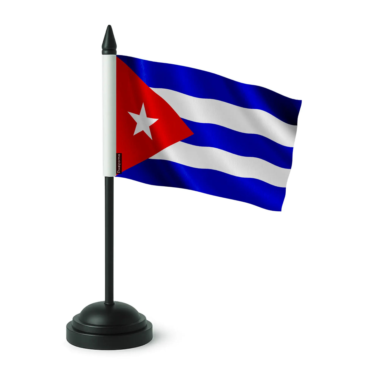 Drapeau de table cuba en polyester socle plastique noir