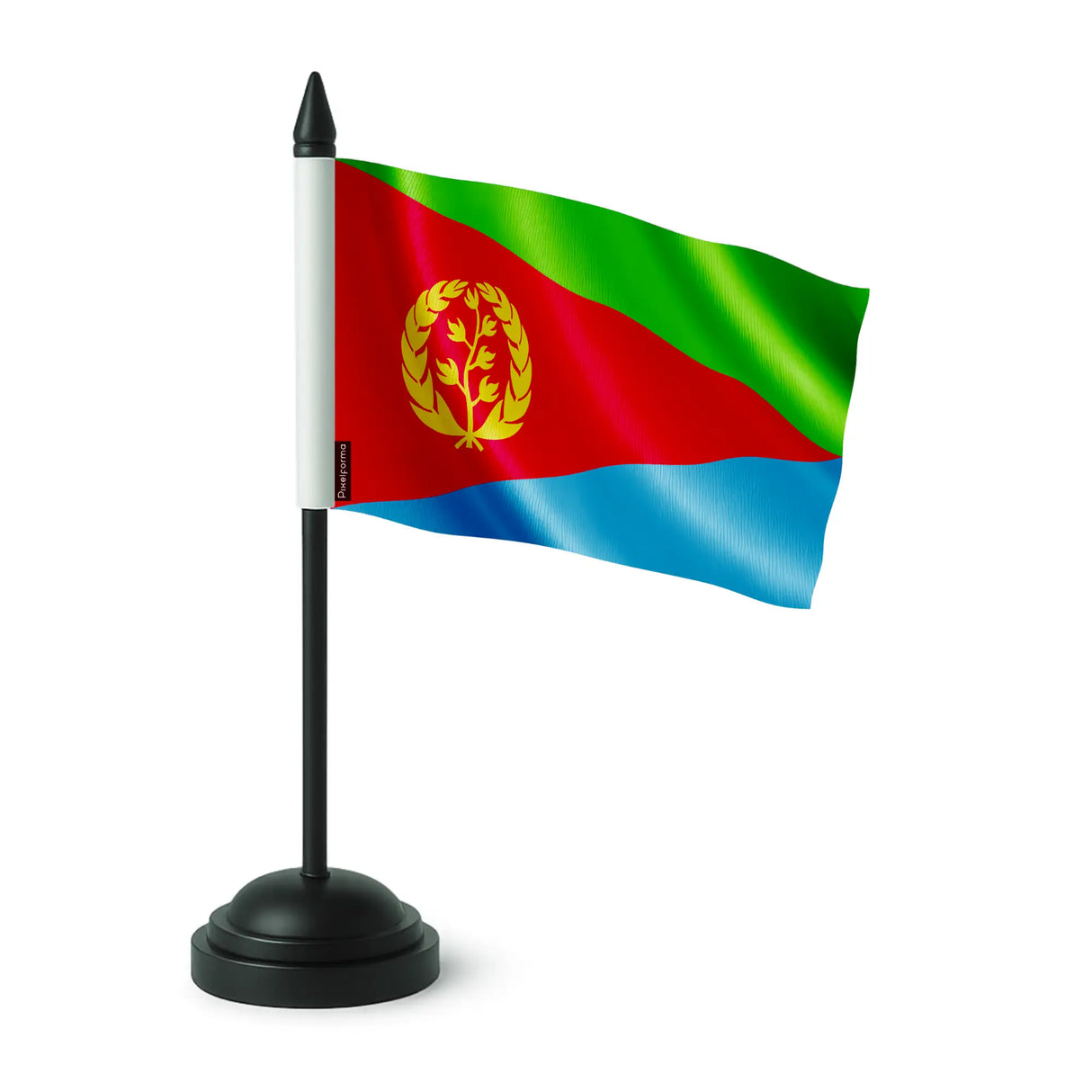 Drapeau de table érythrée polyester avec socle noir élégant
