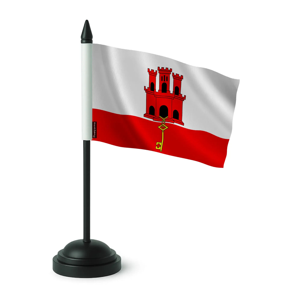 Drapeau de table gibraltar en polyester socle plastique noir