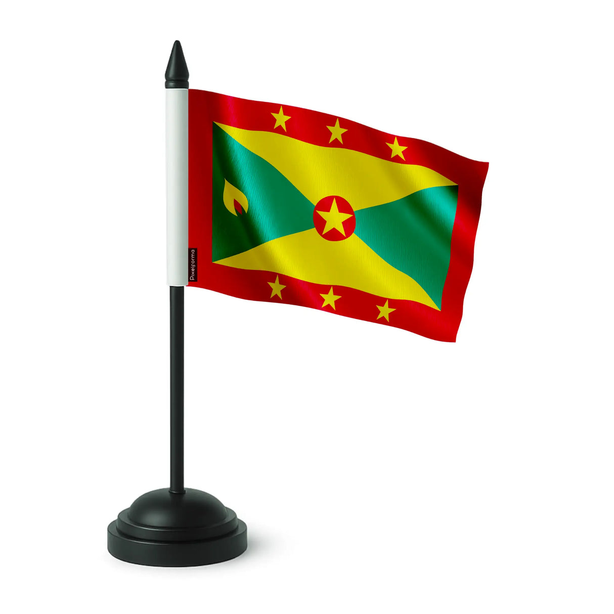 Drapeau de table grenade polyester socle plastique noir