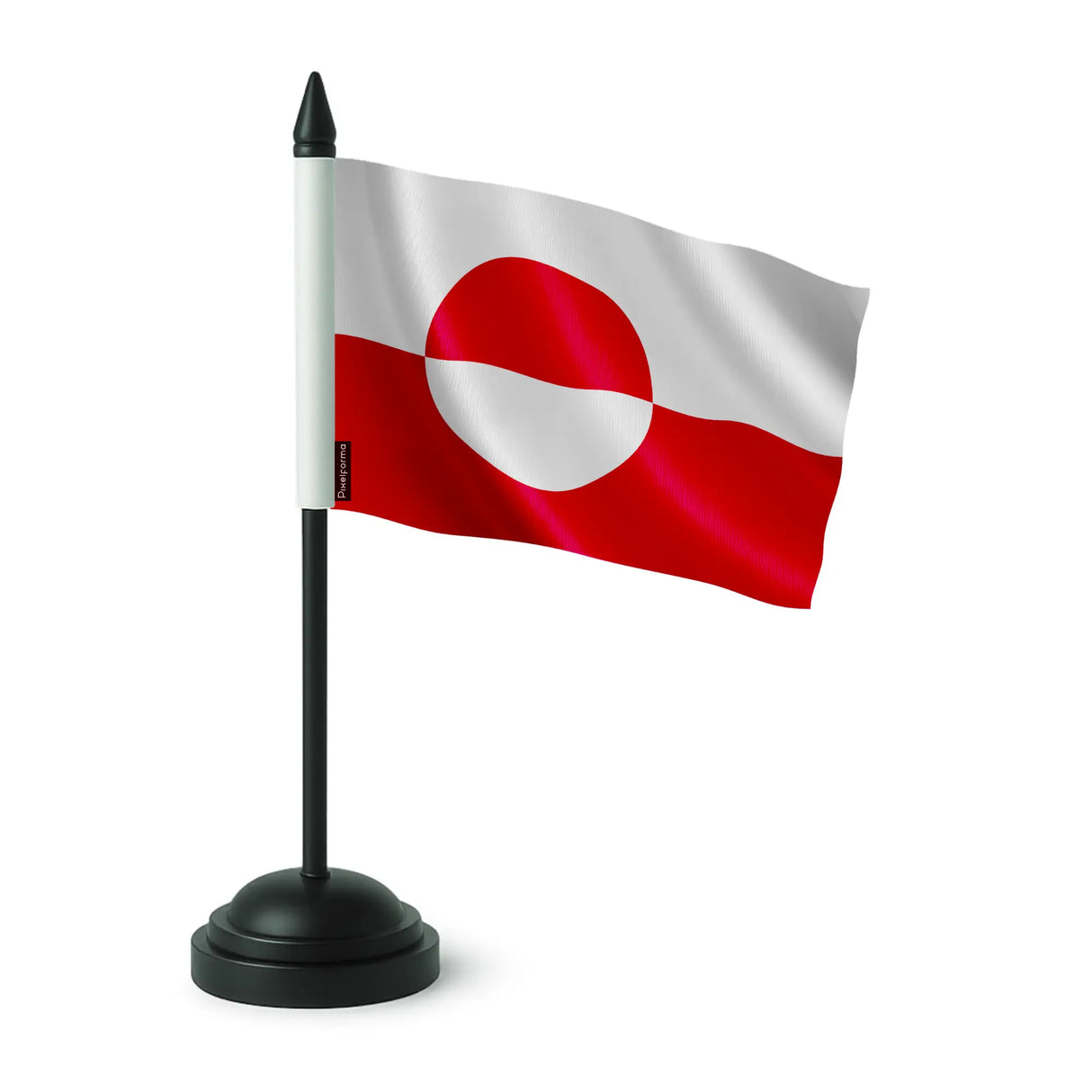 Drapeau de table groenland polyester socle plastique noir