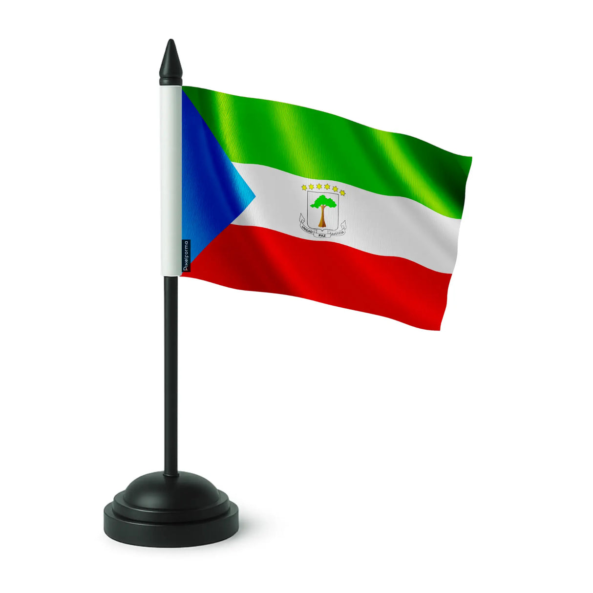 Drapeau de table guinée équatoriale polyester socle noir